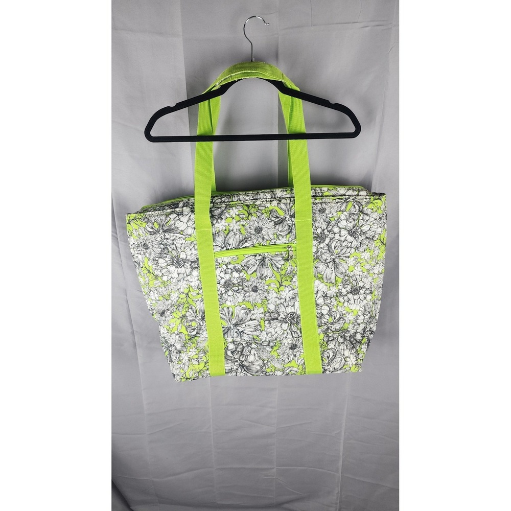 Buckhead Betties Insulated Cooler Tote Bag Lime Green Floral Picnic Beach Large
